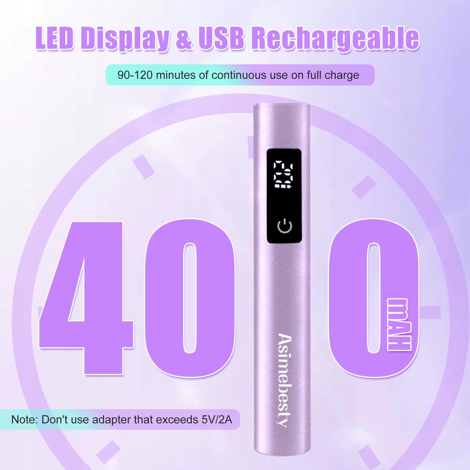 ASIMEBESTY Lampa UV LED Do Paznokci Żelowych Mini Fioletowa Z Podstawką — miniatura 6