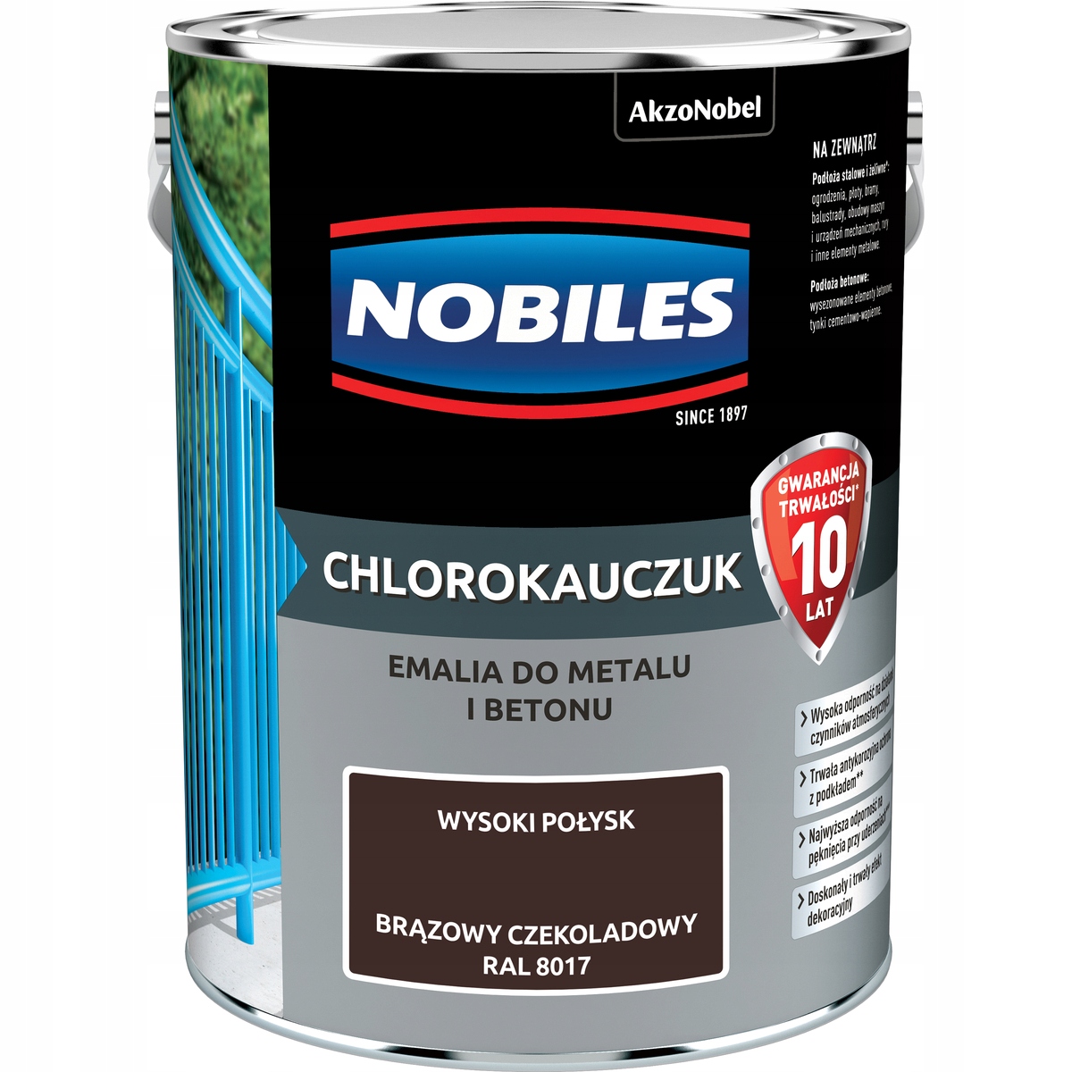 Nobiles Farba do betonu metalu Chlorokauczukowa Chlorokauczuk 5L Brązowa