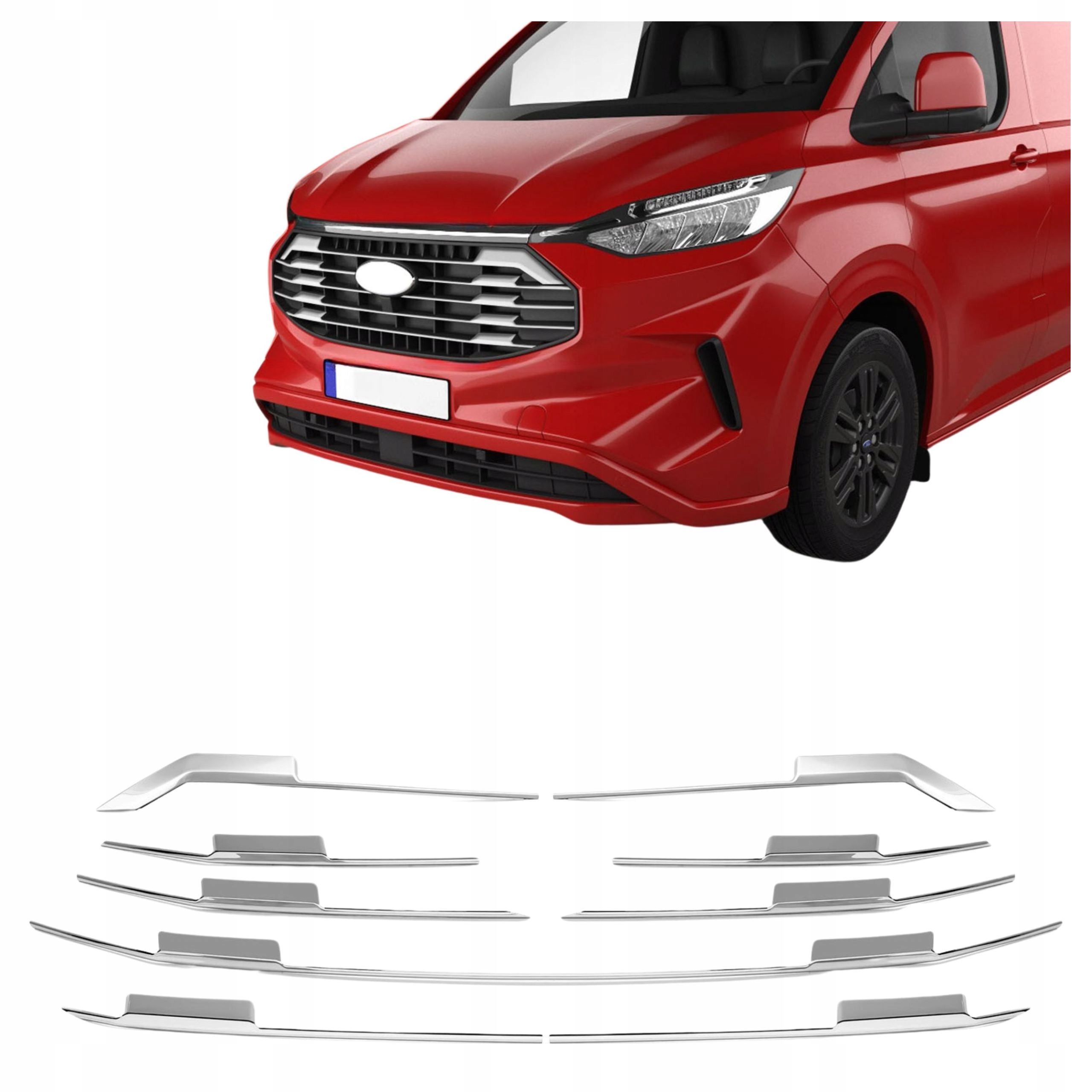 Lišty na grilovanie Ford Transit Tourneo od roku 2023, chróm, samolepiace krytky