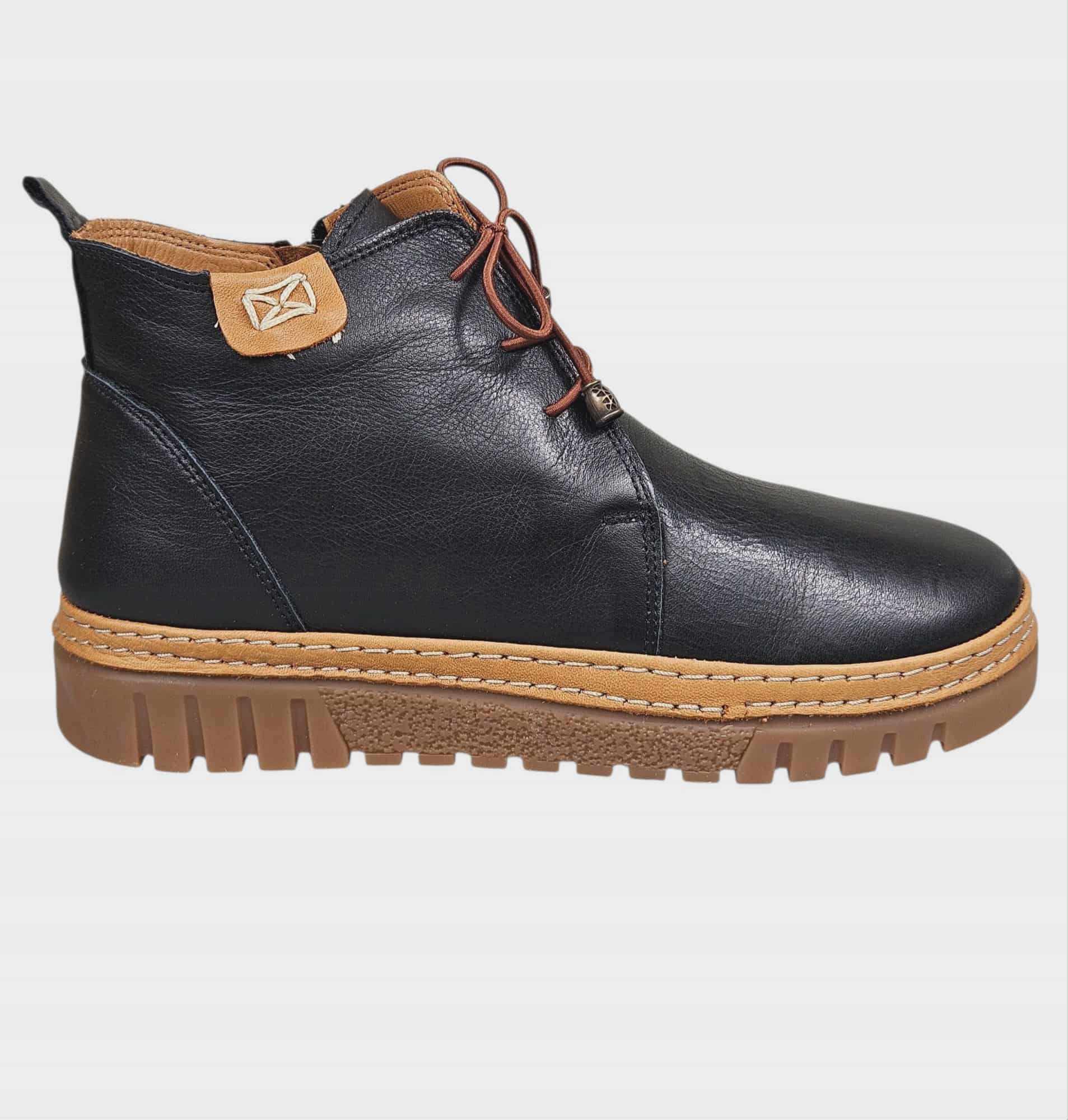 Dámské Kotníkové Boty boty Ravini se šněrováním a zipem 743, černé, vel. 41