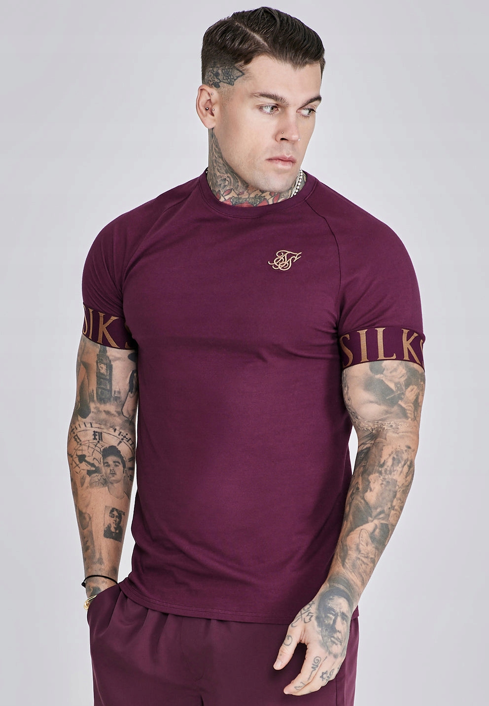Siksilk Pánské tričko bordové vínové SS-27660 Tech tričko velikost S