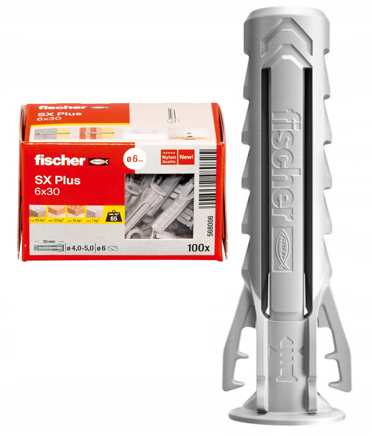 Fischer Bigbox SX Plus Wanddübel 6x30 | 200 Stück Inkl. 5 Bohrern | Universell Für Massive Und Hohle Wände