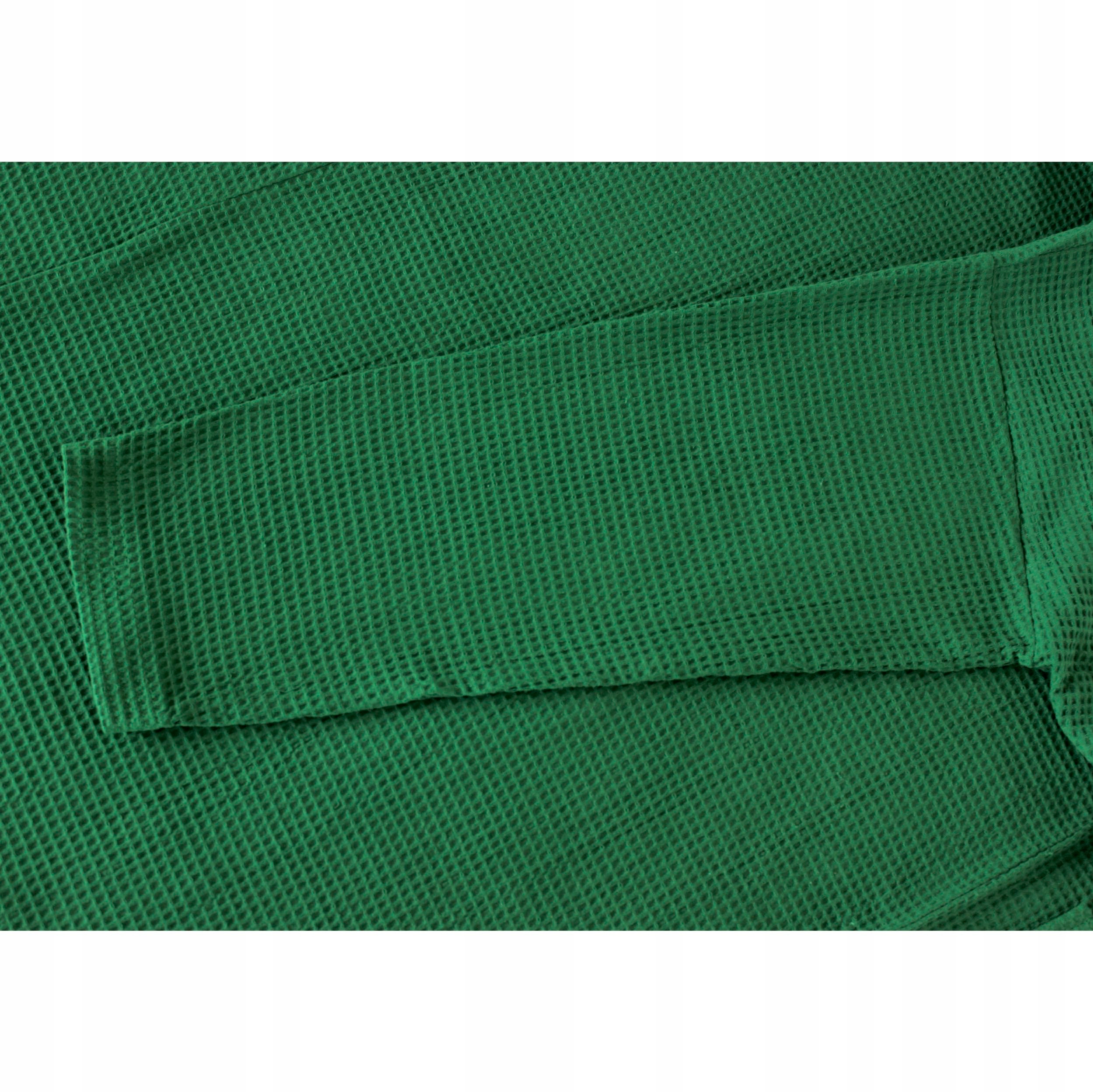 SZLAFROK GOFER KIMONO WAFEL BAWEŁNIANY HOTELOWY UNISEKS ZIELONY L/XL Długość do kolan