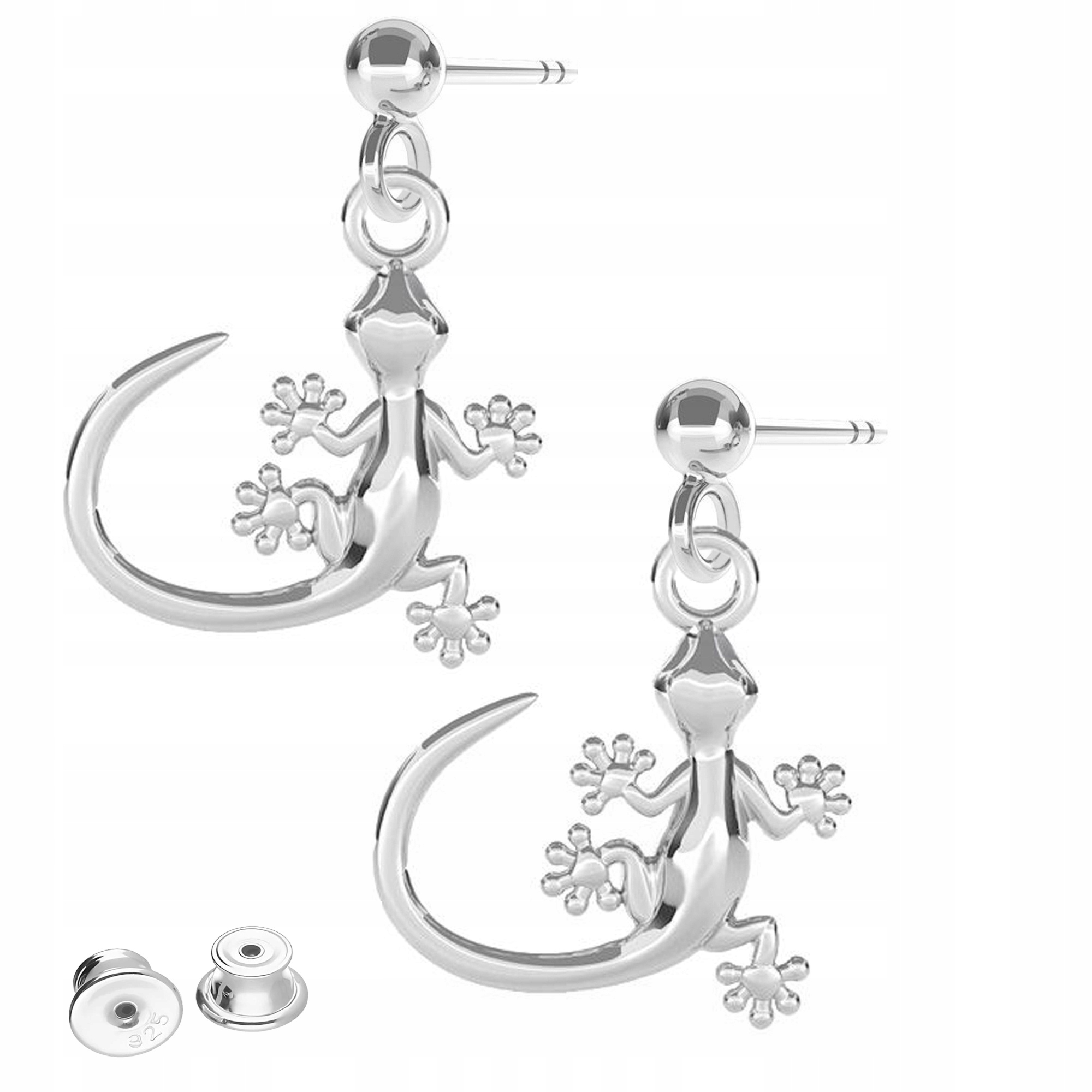 Stříbrné Náušnice Ještěrky Plazi Zvíře Ještěrka Šroubky Stříbro 925