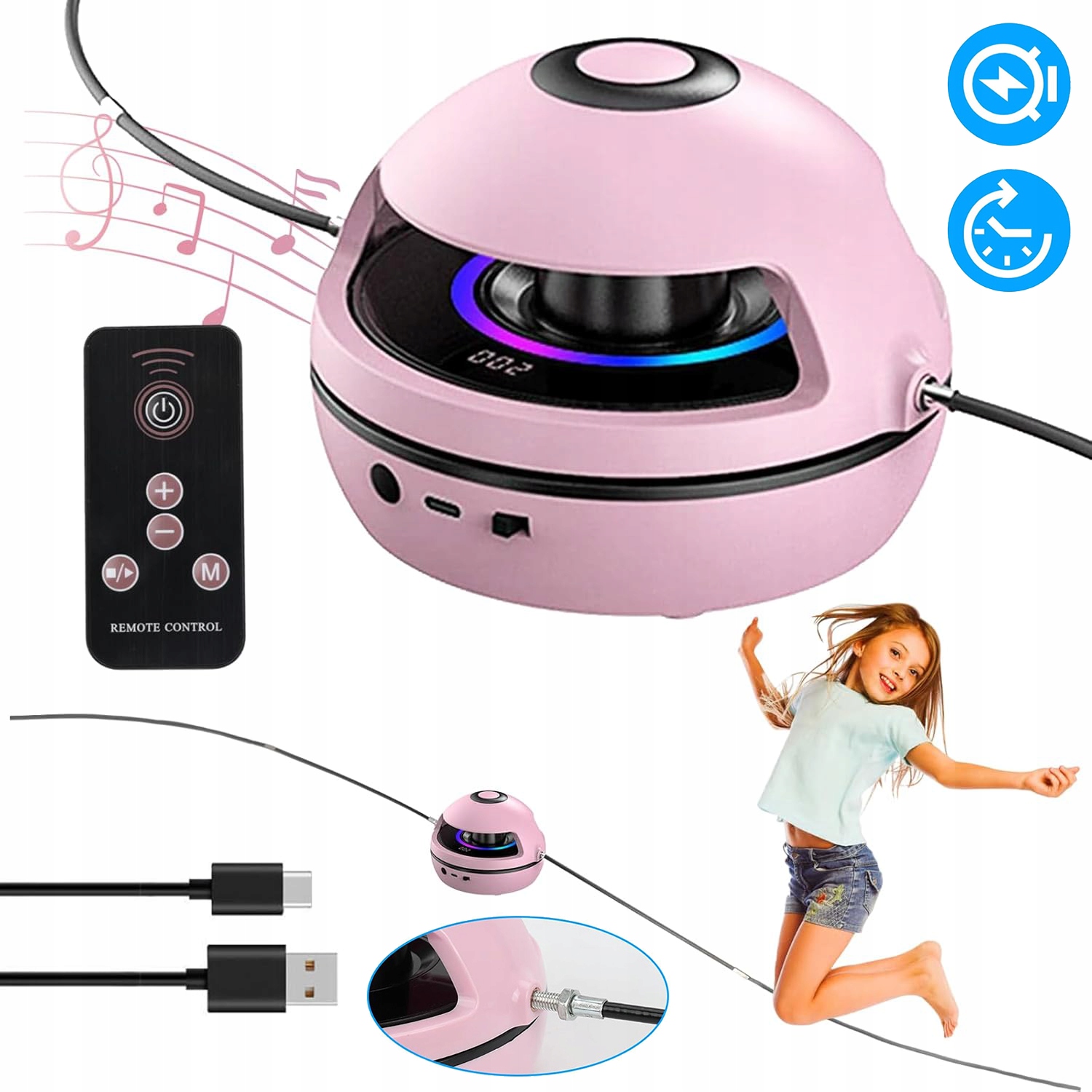 Inteligentna Elektroniczna Skakanka Automatyczna Bluetooth 10 Prędkości Led