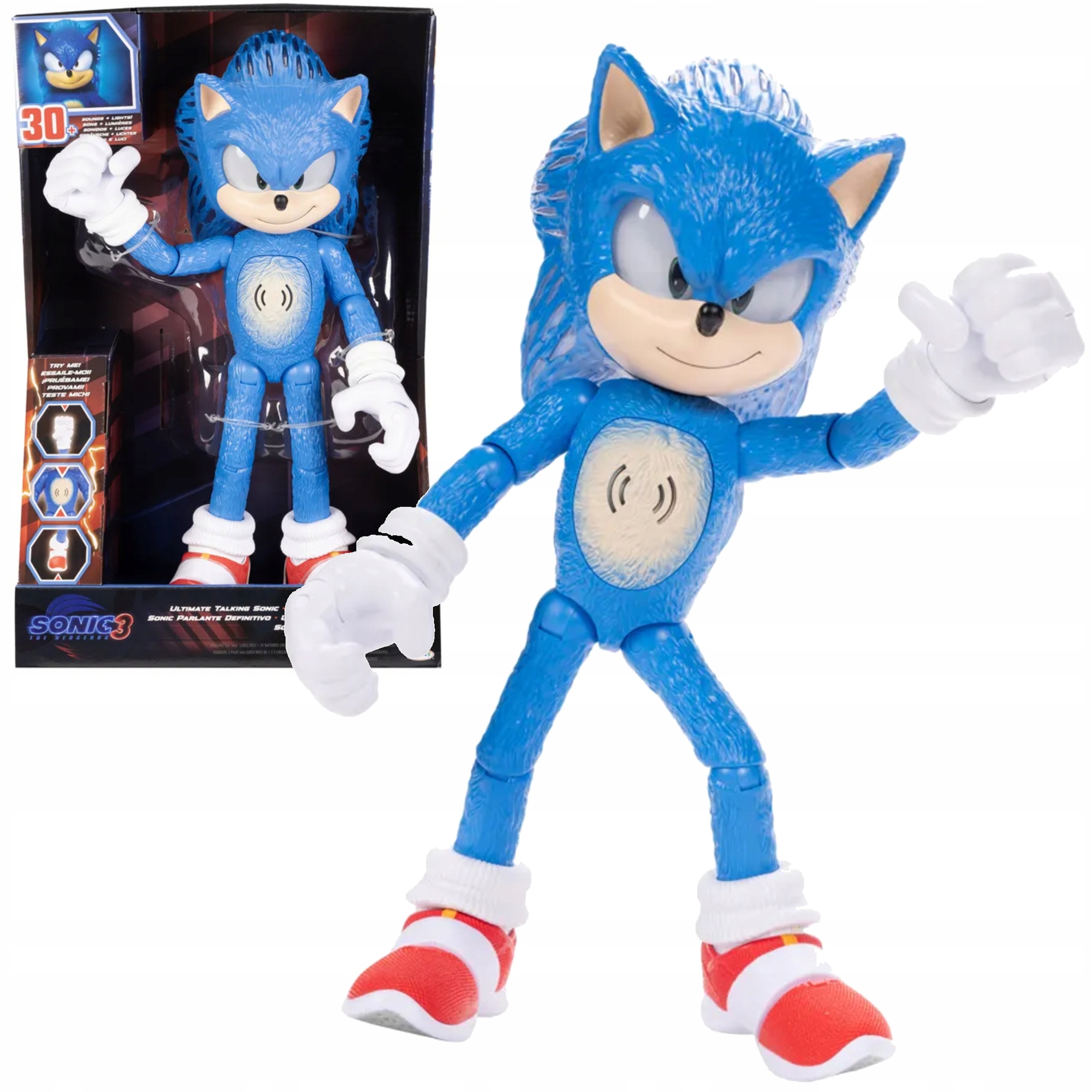 Sonic 3 The Hedgehog Velká Interaktivní Figurka 35 CM Modrý Ježek Sonic 3+