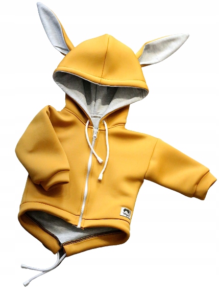 Kurtka królik musztardowa z szarym rozmiar 128