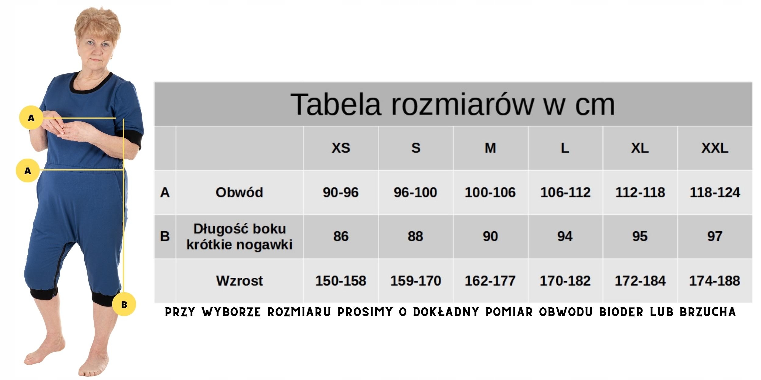 PIŻAMA GERIATRYCZNA DLA DOROSŁEGO DEMENCJA ALZHEIMER OPIEKA PALIATYWNA Dekolt okrągły