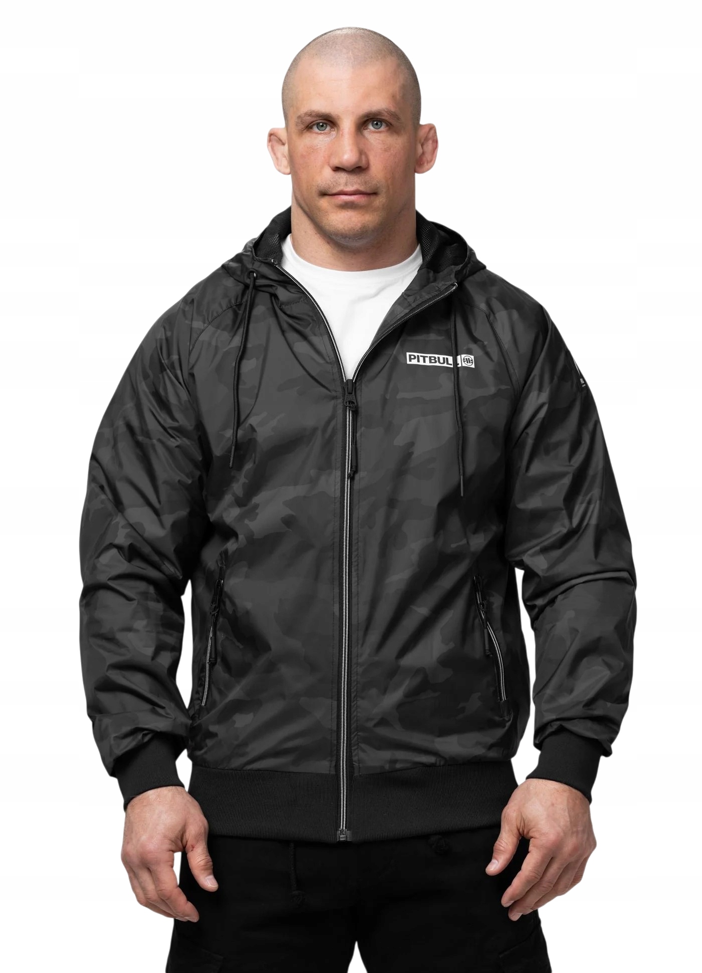 Pit Bull Přechodová bunda S Kapucí Athletic Logo 2 Black/Camo XL