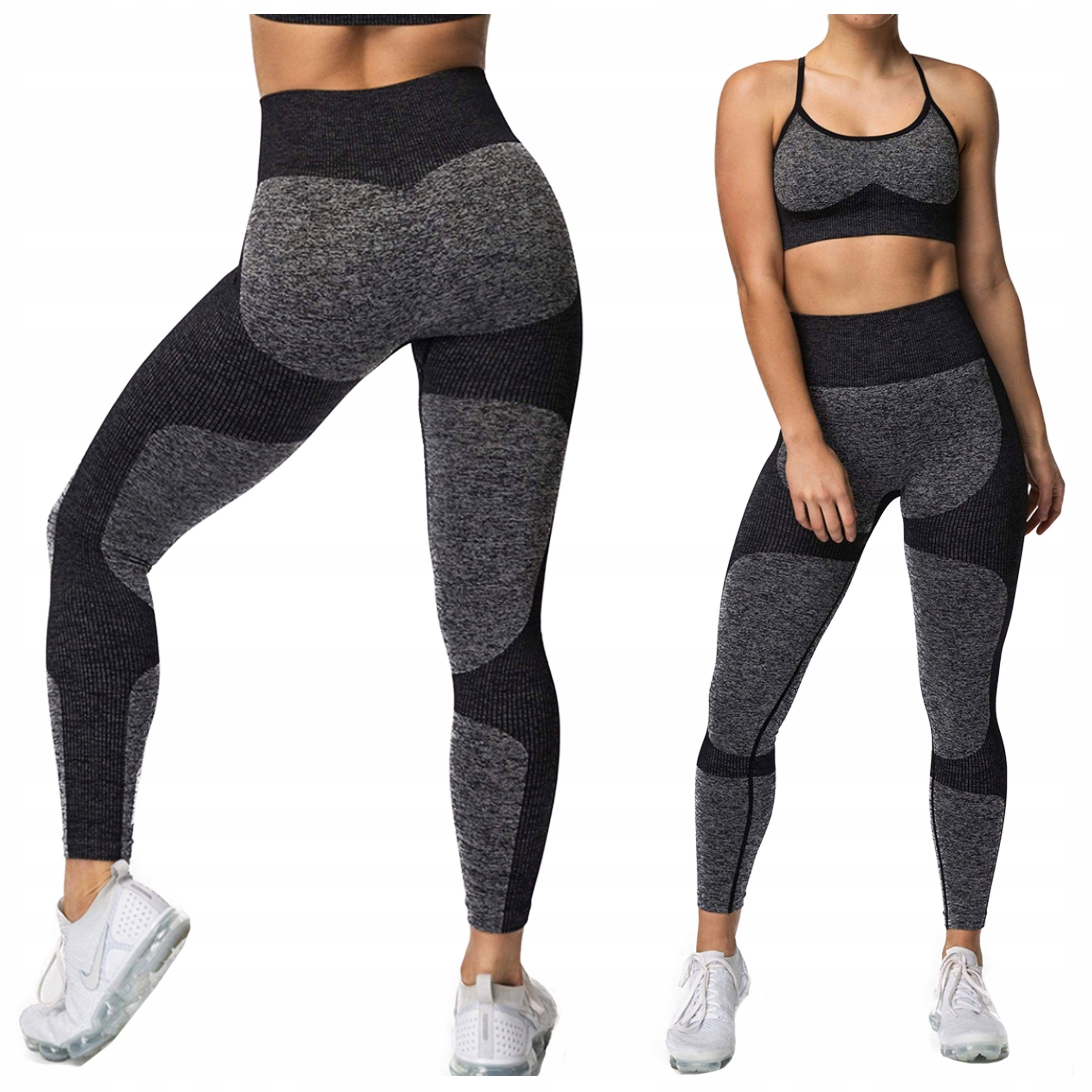 Komplet top sportowy legginsy bezszwowe siłownia L