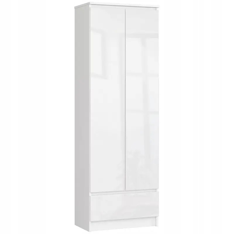 

Szafa Regał Książki Biuro 60cm 2D 1SZ Biały Połysk
