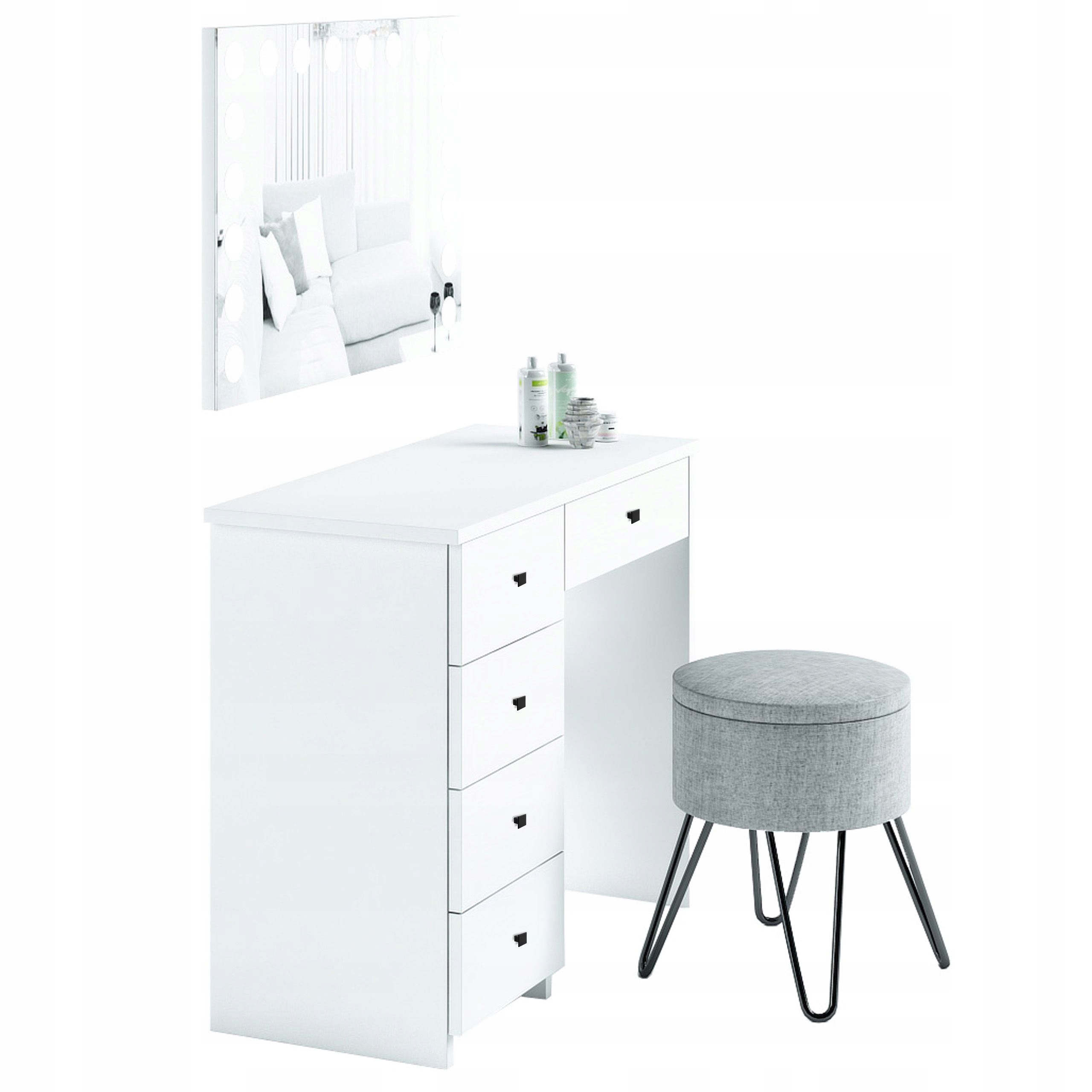 TOALETKA V KOSMETYCZNA BIAŁA LUSTRO VISAGE LED Szerokość mebla 88 cm