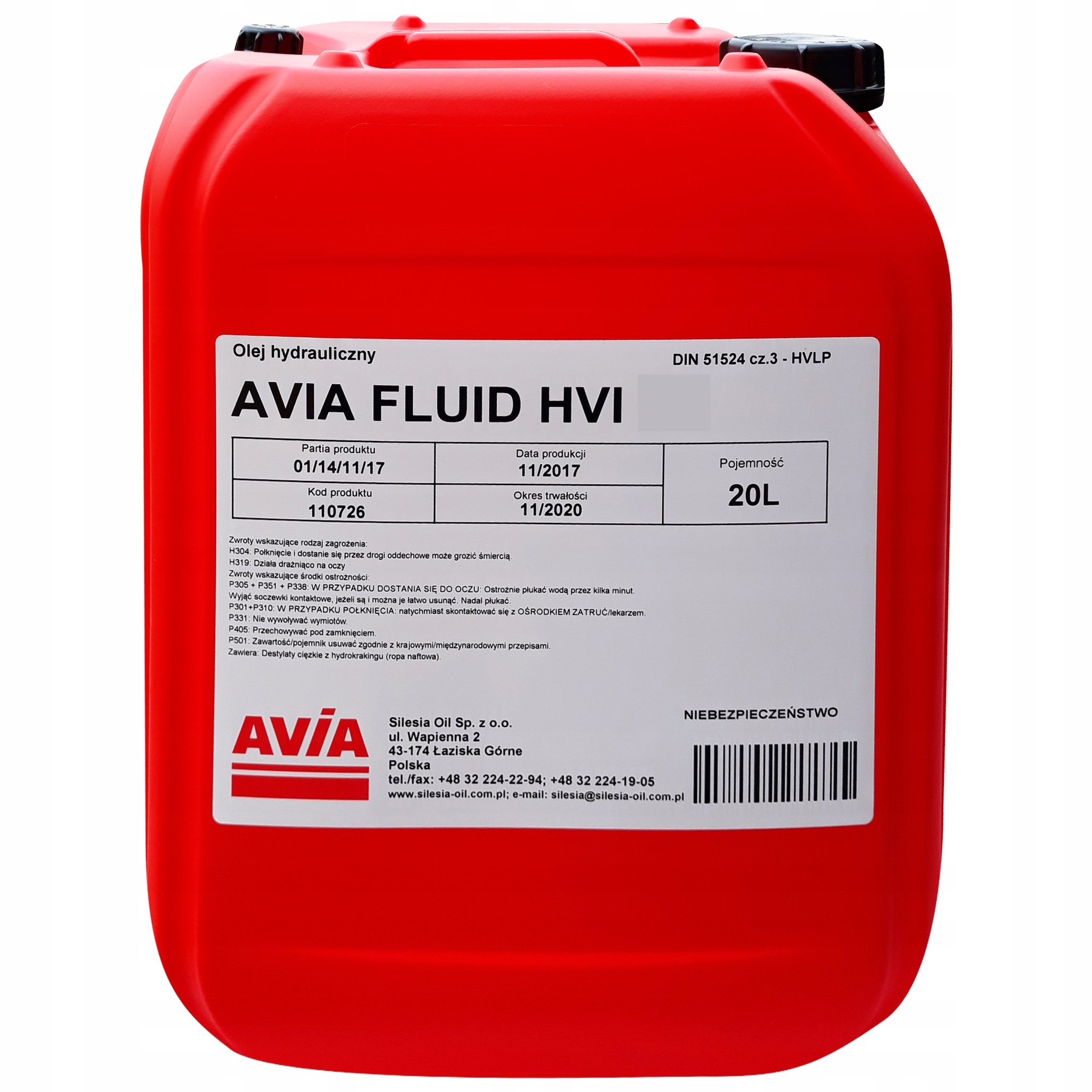 OLEJ HYDRAULICZNY AVIA Fluid HVI 100 - - 20 litrów HV 100