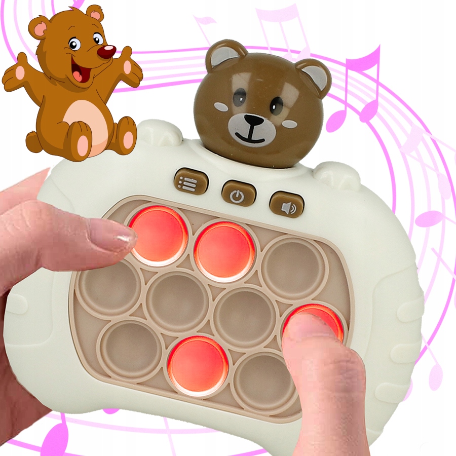 GRA ZRĘCZNOŚCIOWA POP IT POPIT ELEKTRYCZNA ANTYSTRESOWA ŚWIECI DŹWIĘKI MIŚ Płeć chłopcy dziewczynki unisex