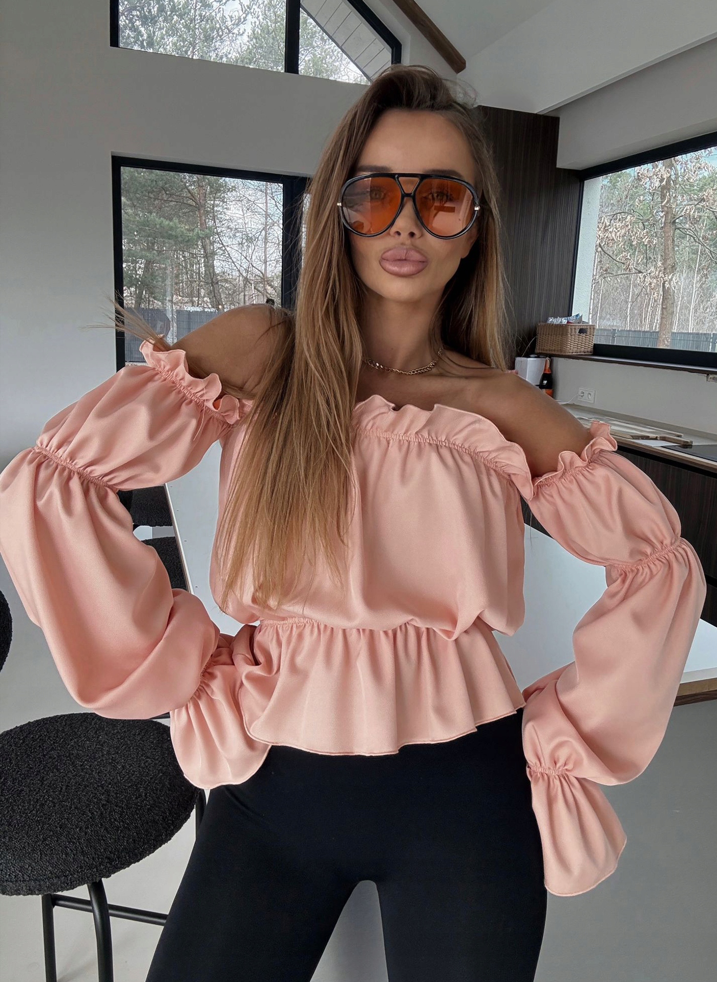Dámská španělská halenka Marbela v lososové barvě Agatha Studio One Size