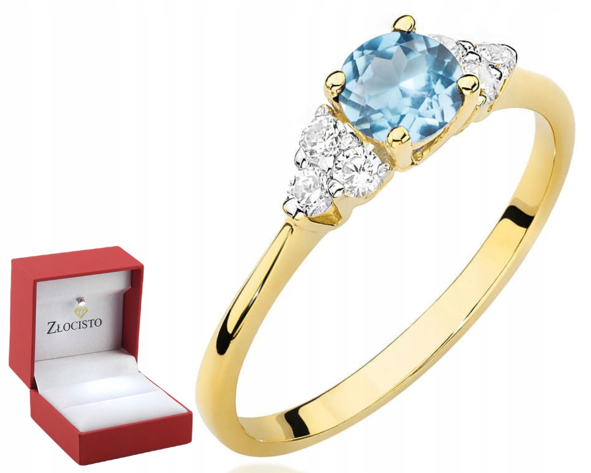 Zlatý Prstýnek S Topazem A Brilianty 585 Gravírování Bonus Dárek