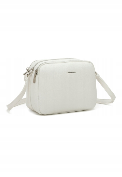 Damska Torebka Listonoszka Luigisanto Biała Trzykomorowa z Paskiem