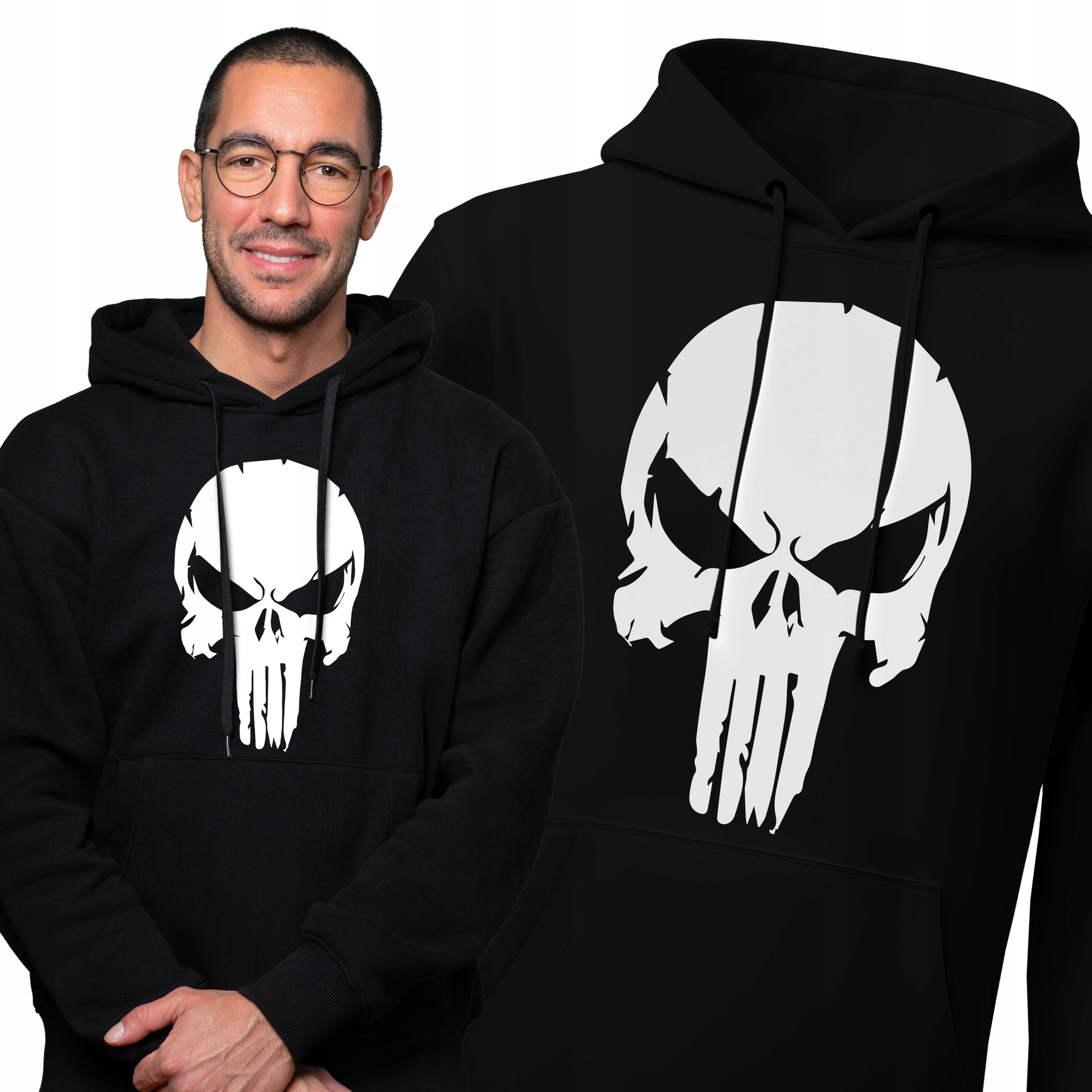 Mikina klokanka s kapucí Punisher lebka Potisk dárek pro něj Bonus