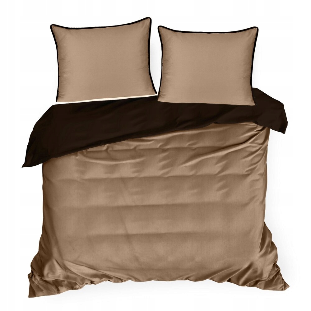 Saténová posteľná bielizeň Lunara 220x200 Eurofirany, hnedá, ozdobná šnúra