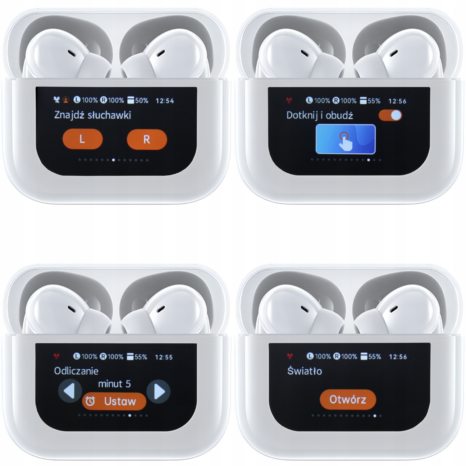 SŁUCHAWKI BEZPRZEWODOWE DOUSZNE DOKANAŁOWE BLUETOOTH BIAŁE WYŚWIETLACZ LED Szerokość produktu 2.9 cm