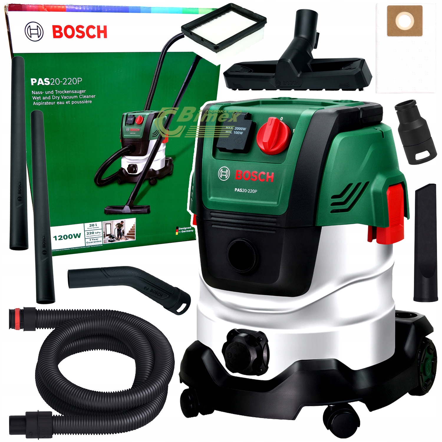 Odkurzacz uniwersalny 1200 W 20L PAS20-220P Bosch 06033E7200
