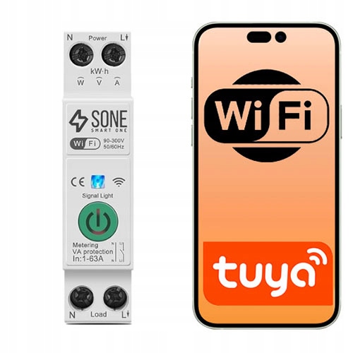 Relé Wifi 63A Tuya Smart S Měřením Din Dálkové Ovládání Pojistka