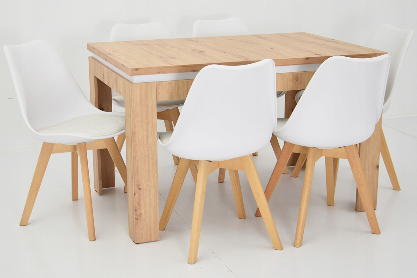 Biały ZESTAW SKANDYNAWSKI STÓŁ 80x120 i 6 krzeseł Szerokość stołu 80 cm