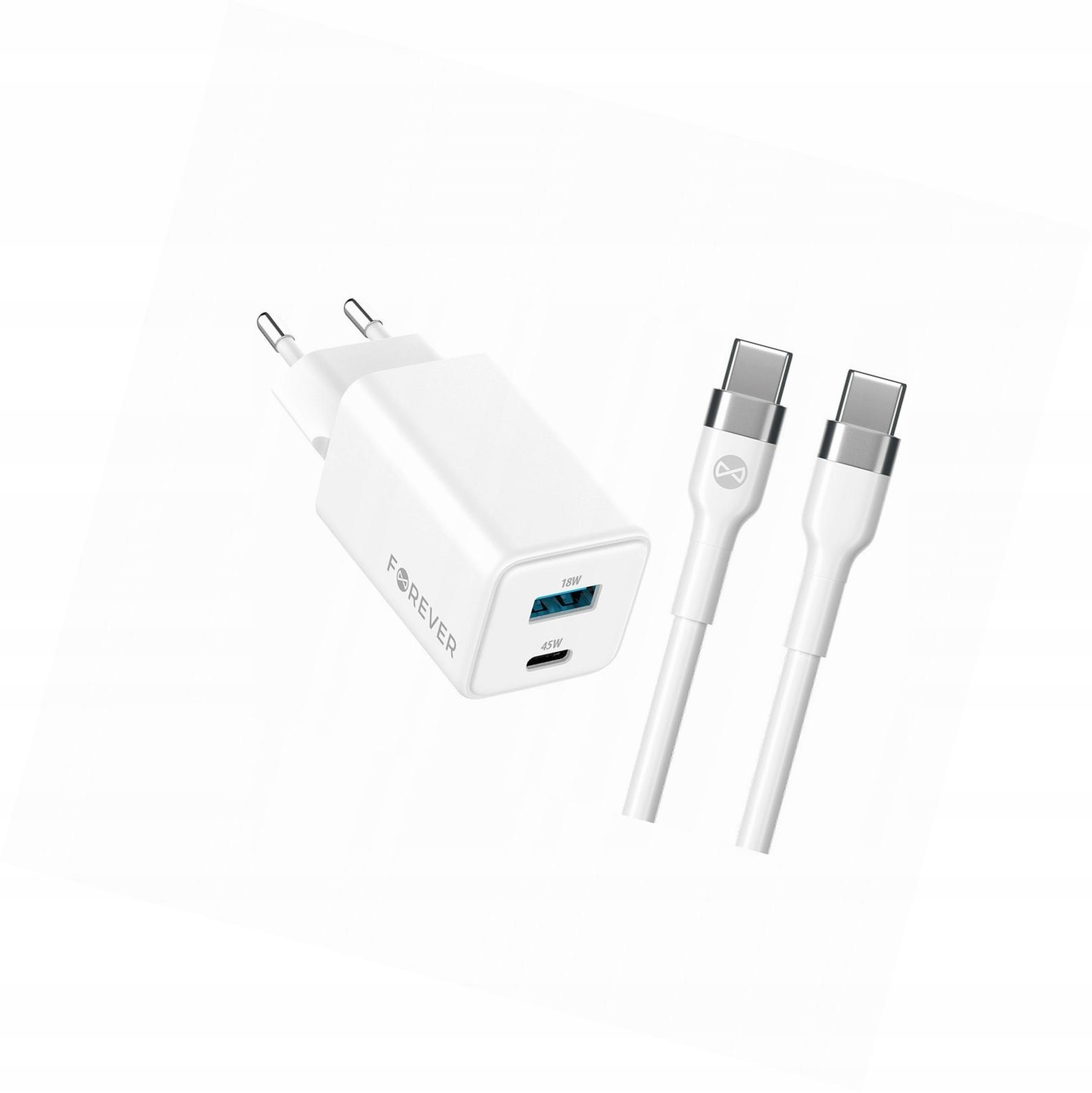 Szybka ładowarka GaN 45W 2 wejścia Usb i Usb-c z kablem do Vivo Y33s