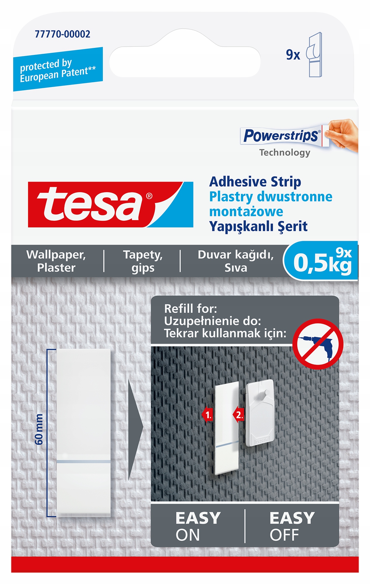 

Plastry montażowe do tapety i tynku tesa 9 szt