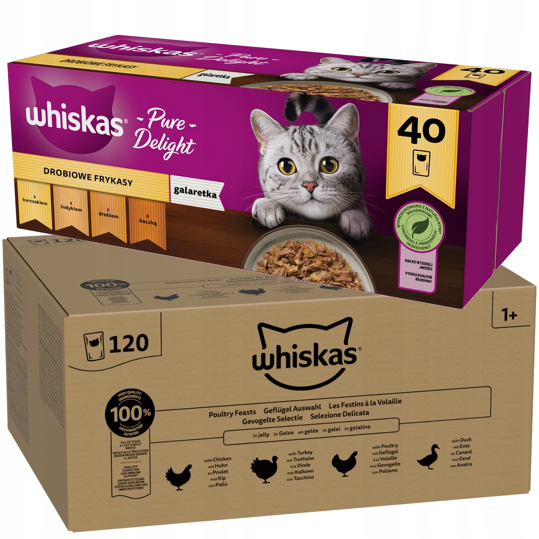 Levně Whiskas 160x85g Krmivo Pro Kočky Drůbeží hostina Drůbeží Hody v želé