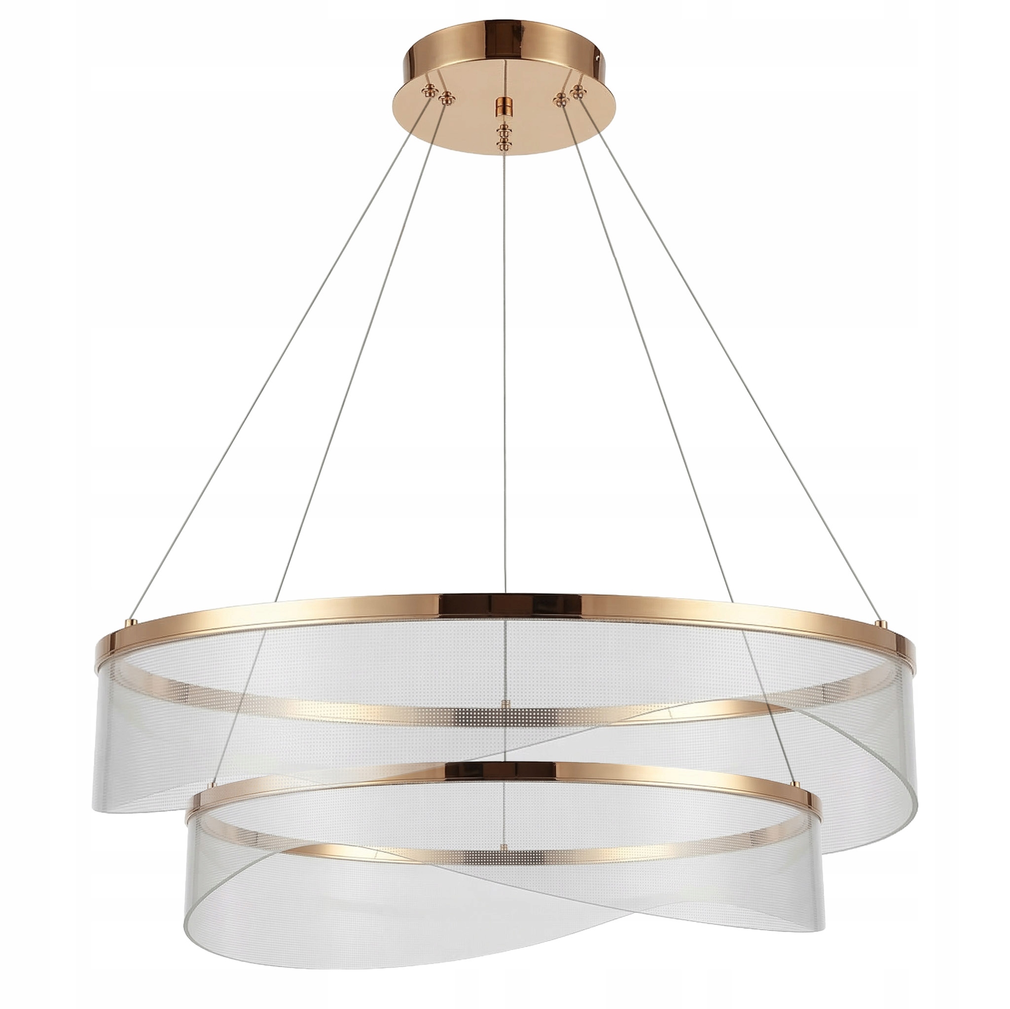 Led Glamour Závěsná Lampa Zlatá Závěsná Velká 2xRING Do Obývacího Pokoje
