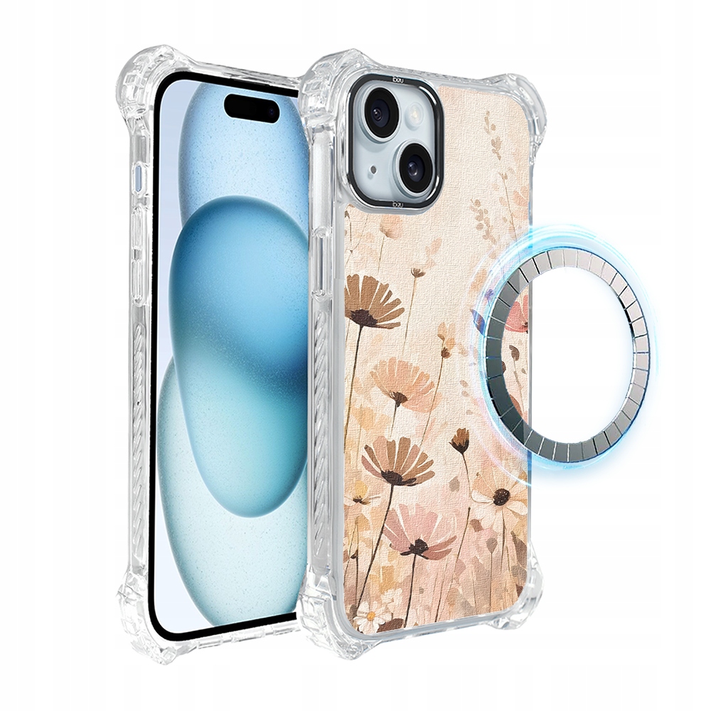Pouzdro pro iPhone 15 Plus Ibizu DropGuard Ultra s MagSafe, Květinová louka