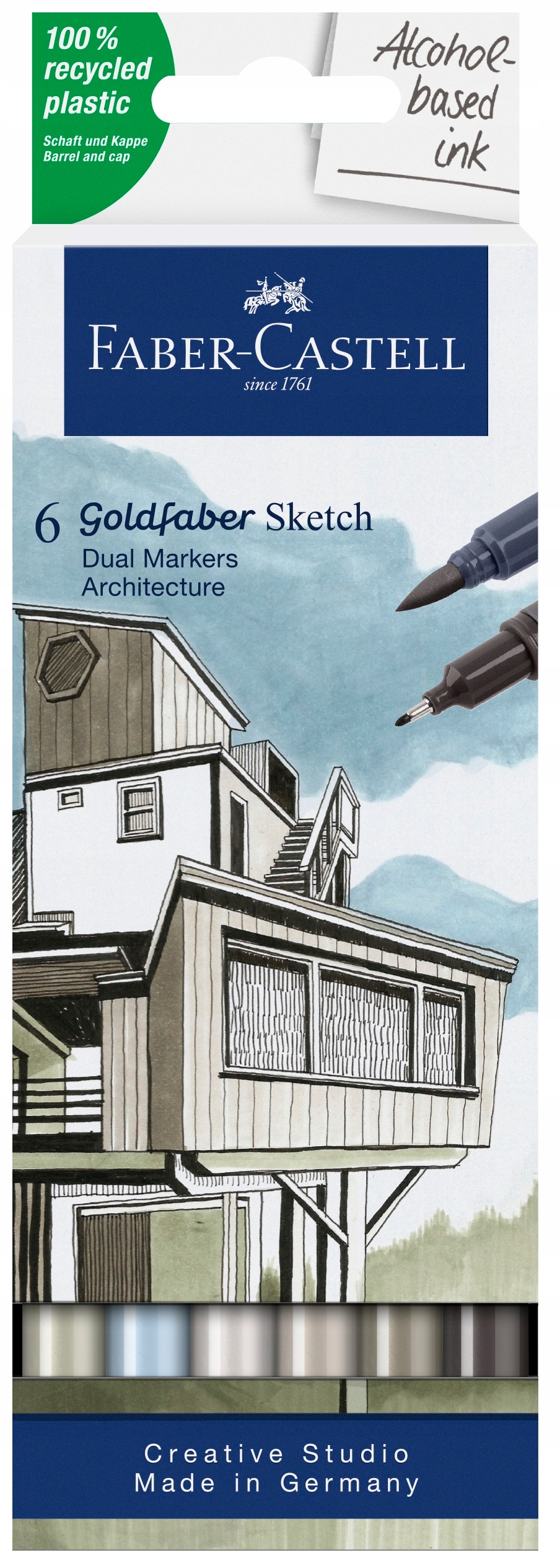 Popisovač Faber-Castell Goldfaber Sketch Dual Marker Architecture sada, 6 b