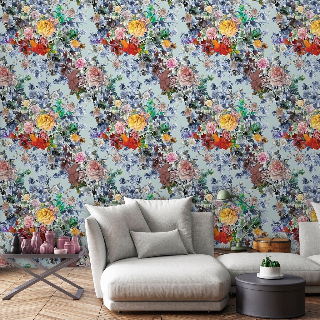 Tapeta Růže kytice pastelový vzor 416x254 Elegantní květiny do domu lepidlo