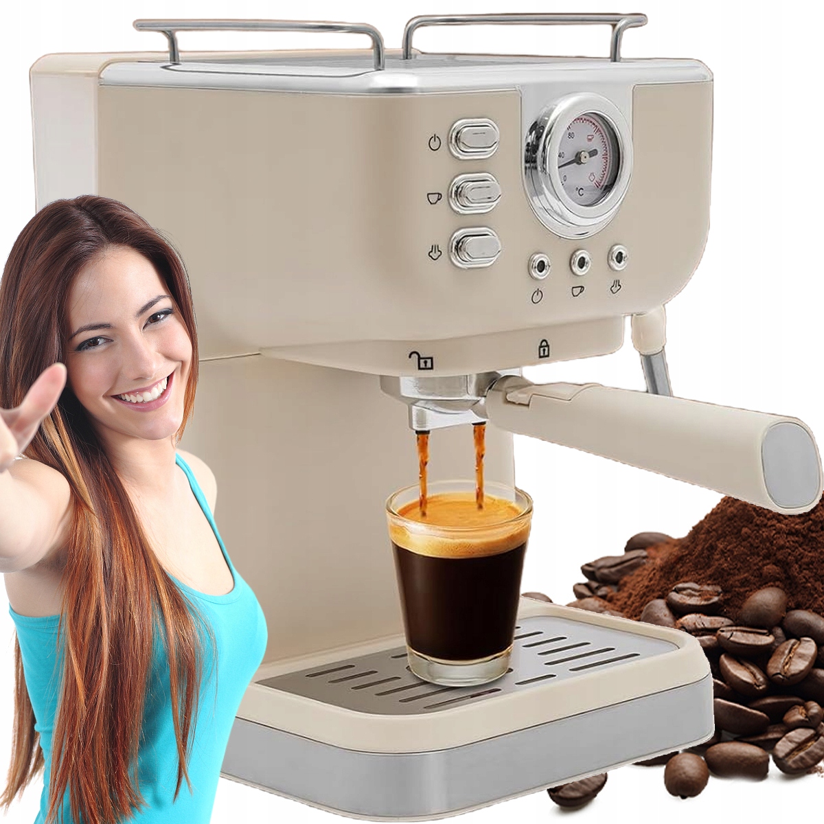 Tlakový Kávovar Baňkový Poloautomatický 1.5 L 20 Bar 1050 W