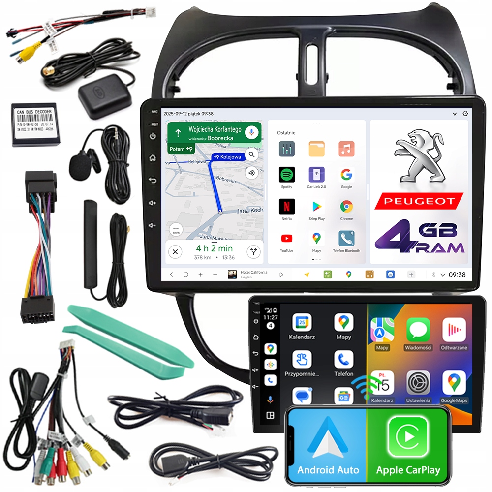 Autorádio Ncs D9 Peugeot 206 206CC 2002-2010 Android 4GB Lte