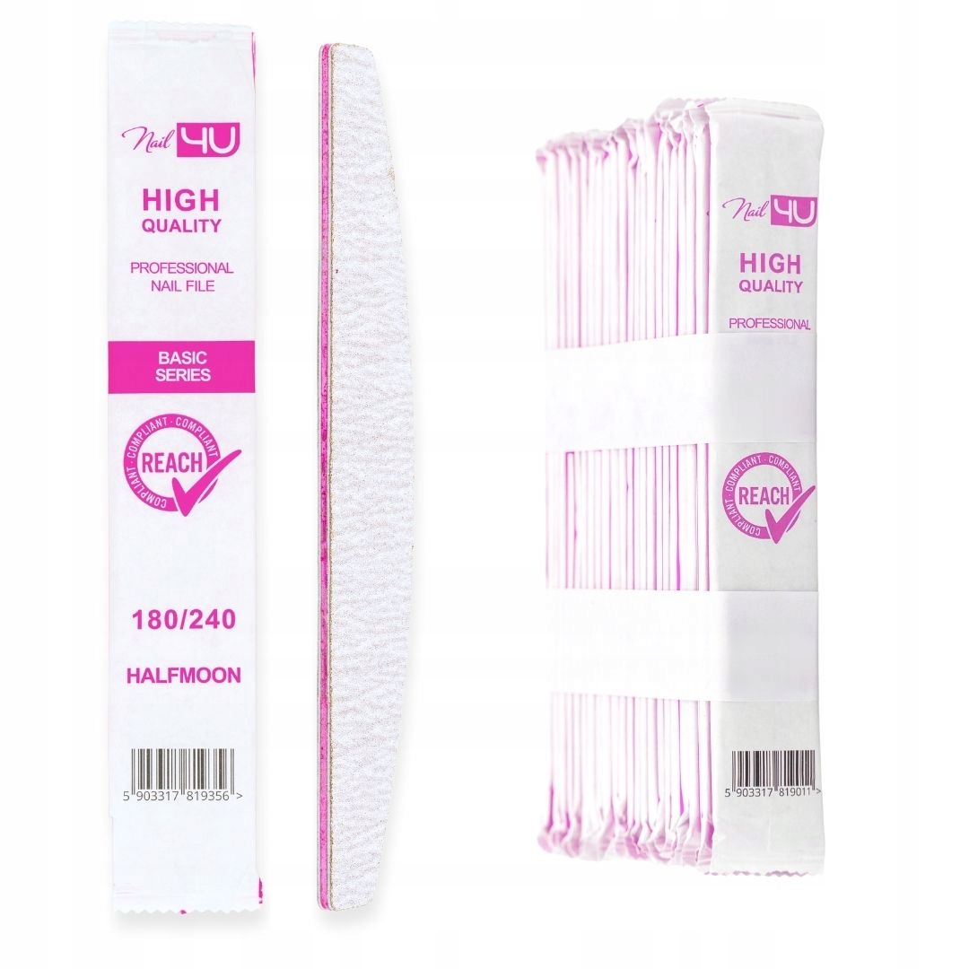 Nail4U Pilnik papierowy do paznokci Basic Łódka półksiężyc 180/240 50szt