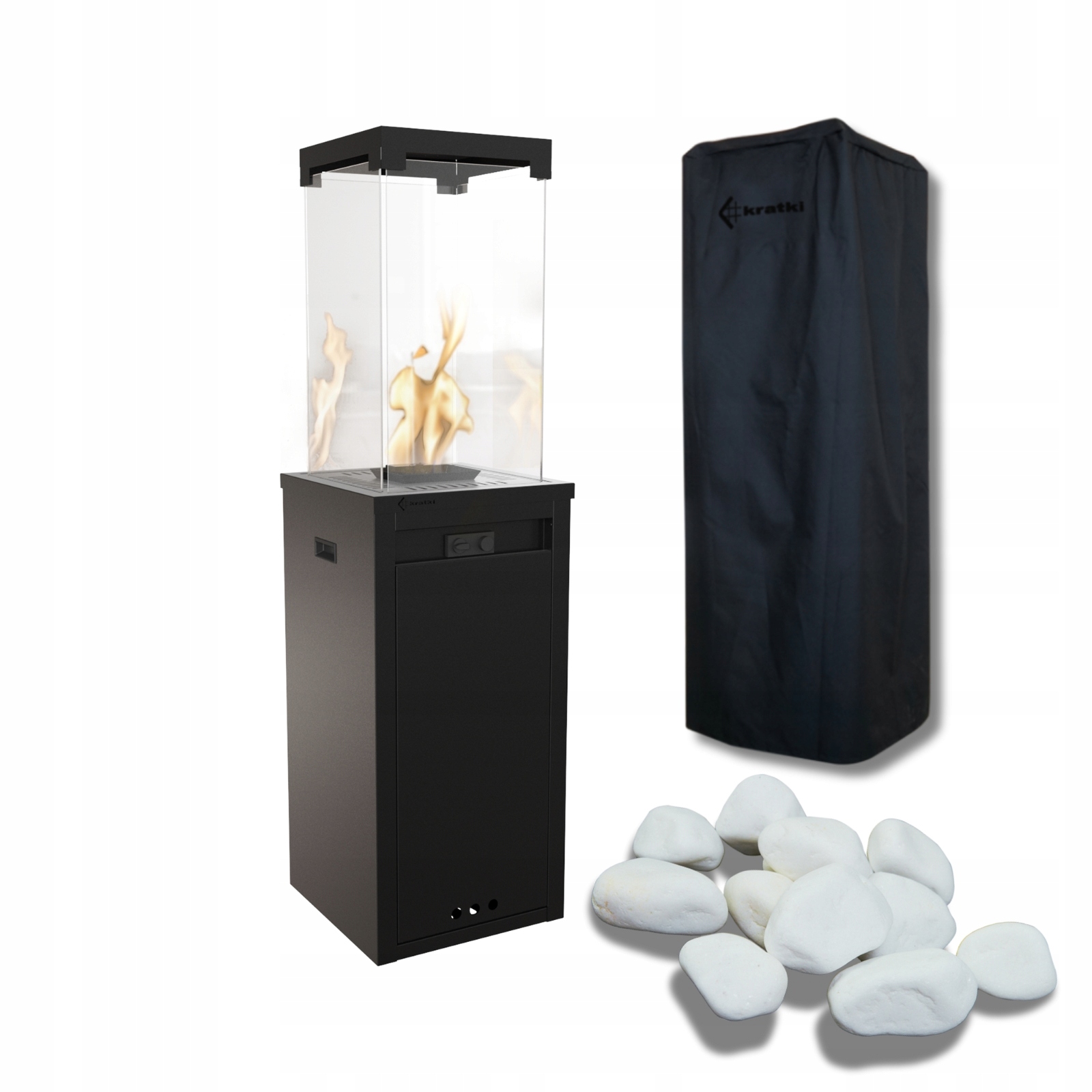 Plynový krb Terasový zahradní ohřívač Kratki Patio Obal Kameny