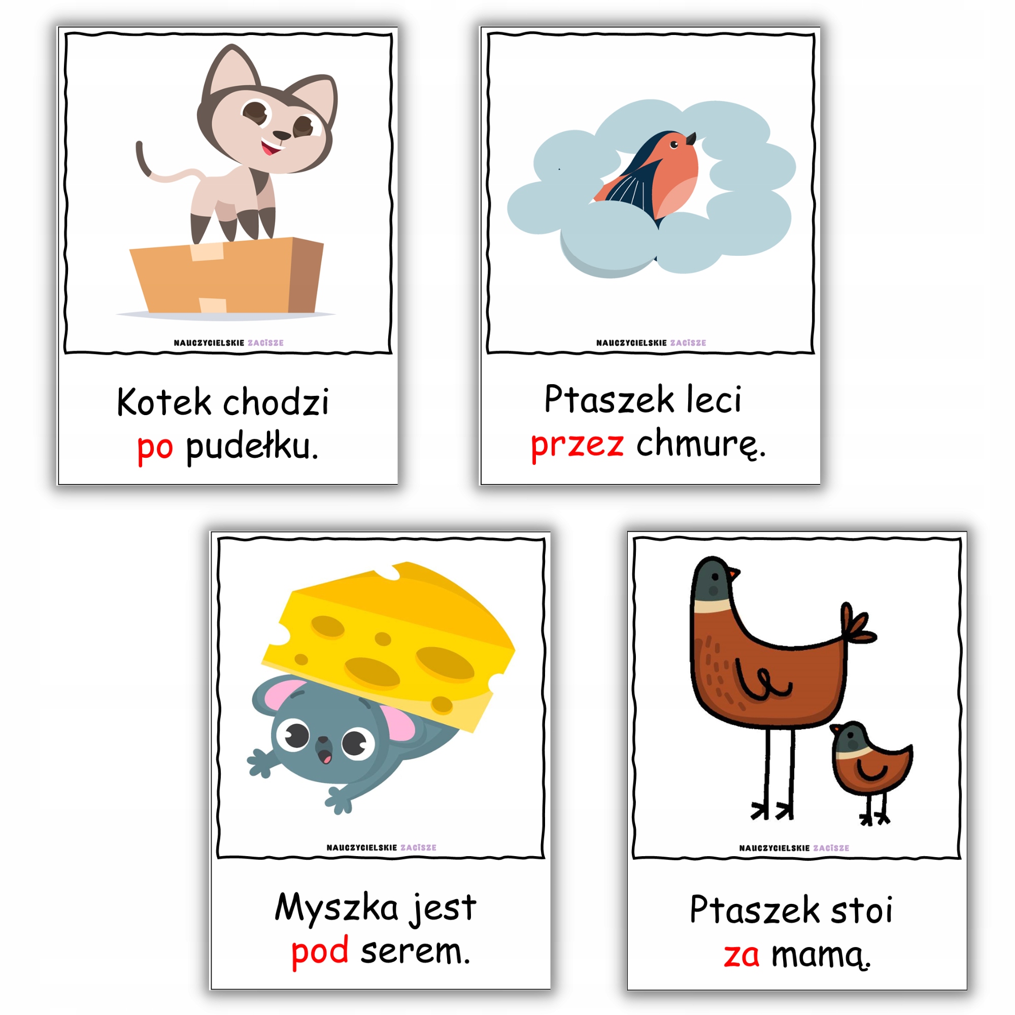 

Przyimki 18 plansz pokazowych dla dzieci 13x18 cm