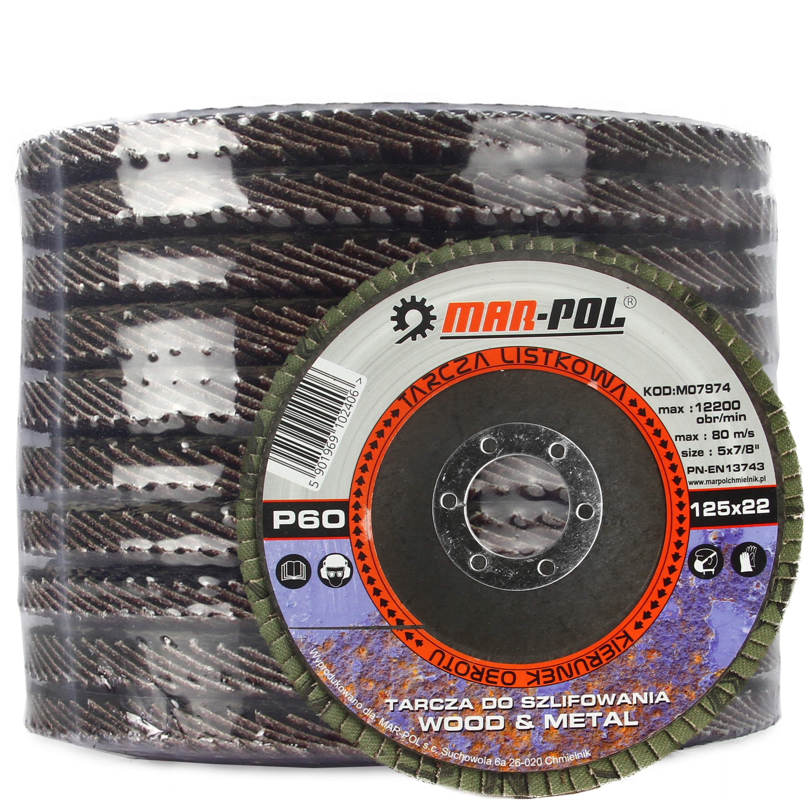 

Tarcza Listkowa Lamelka 125 mm P60 Mar-pol 10 Szt