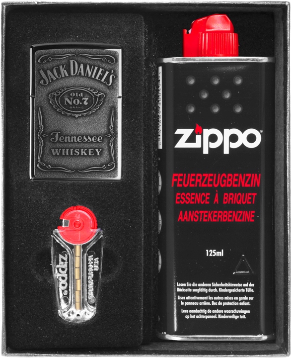 Sada Zippo Zapalovač Jack Daniels Label Chrome Dárkový No1