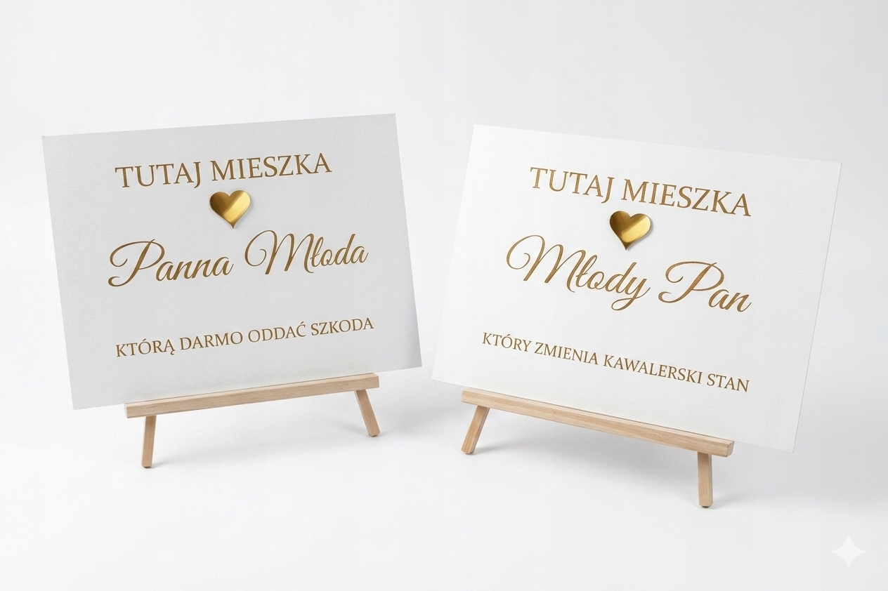 Zestaw Tablica tutaj mieszka Panna Młoda Pan Młody sztaluga dekoracja