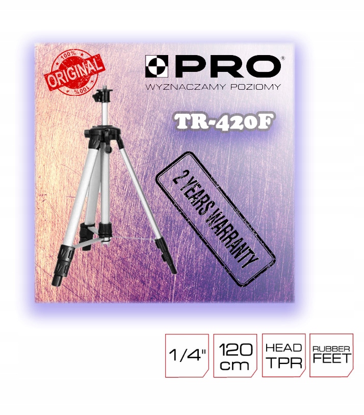 statyw do lasera PRO TR-420F 1,2m 1/4" 3-01-06-38-037 Waga produktu z opakowaniem jednostkowym 0.5 kg