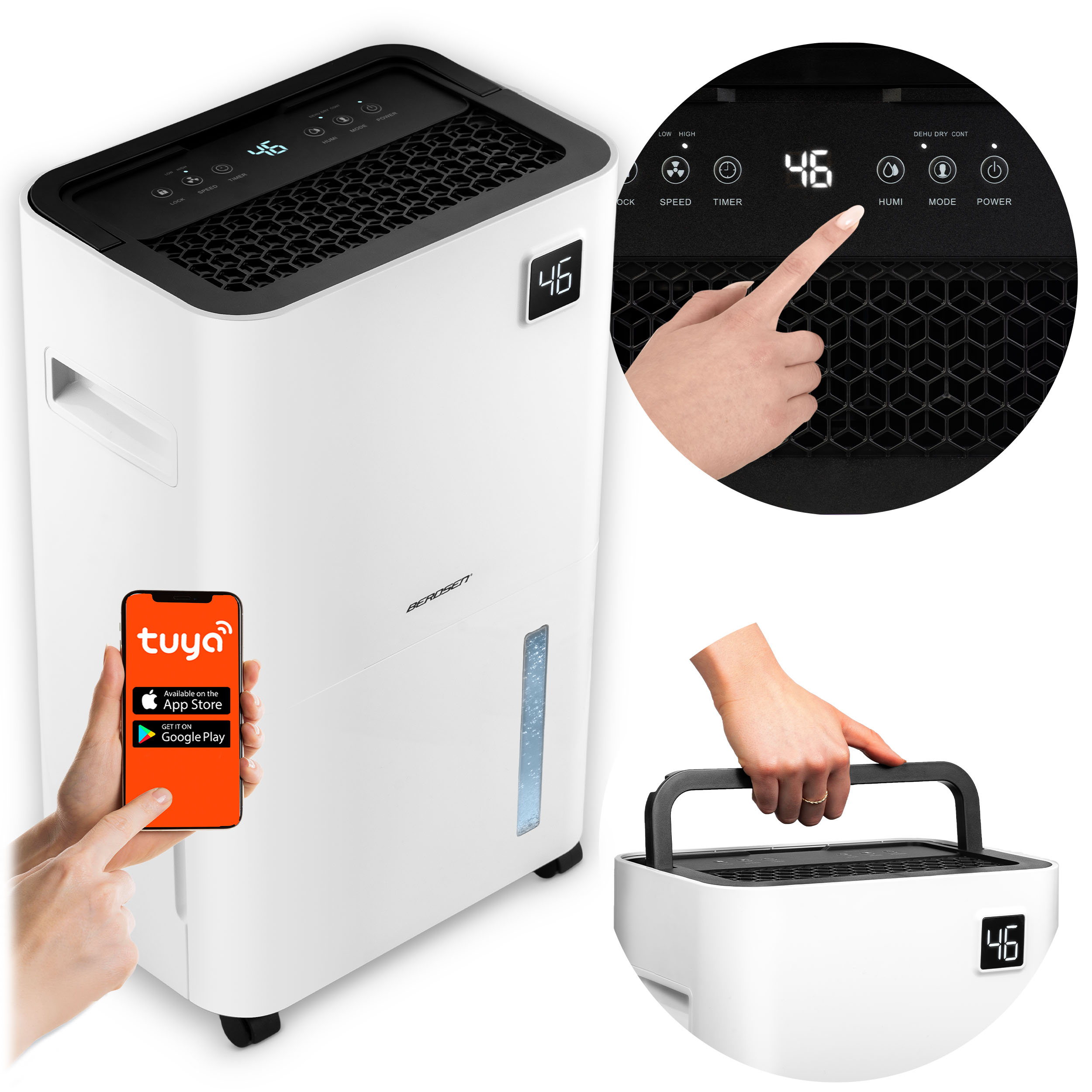 Osuszacz Powietrza Pochłaniacz Wilgoci 20L/24H Higrostat Timer Wi-fi Tuya
