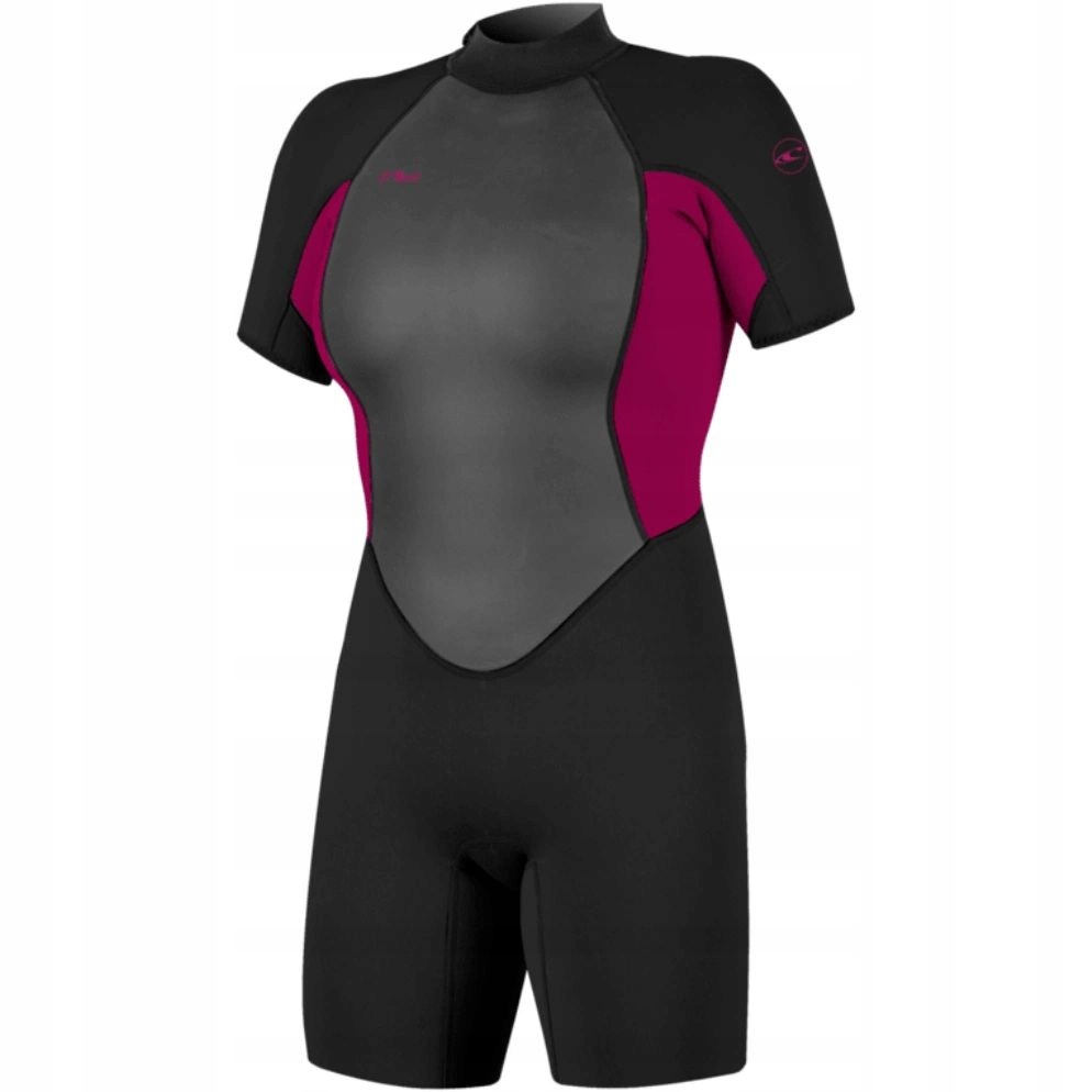 Dámská pěna ONeill Reactor 2 mm Back Zip S/s spring Black/PunkPnk velikost 12