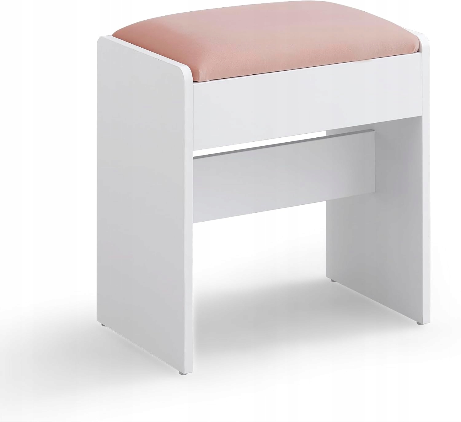 Čalouněný toaletní stolek s měkkým sametovým růžovým sedákem