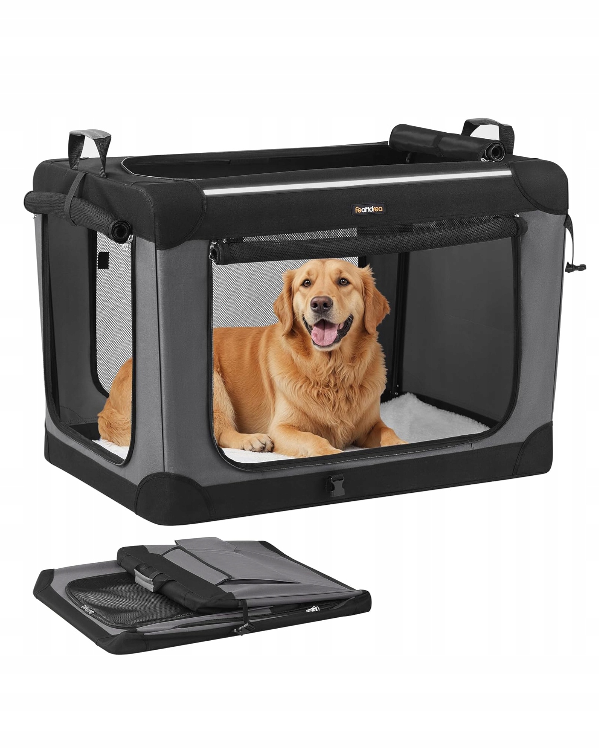Skládací přepravka pro psa XL 91 cm Feandrea šedo-černý