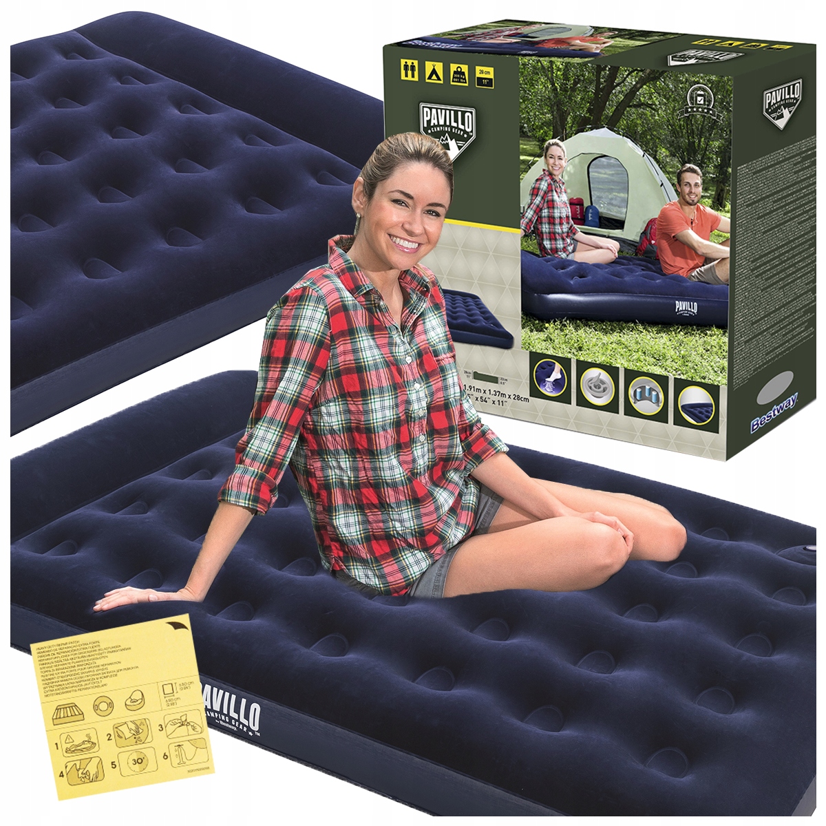 MATERAC DMUCHANY DO SPANIA DWUOSOBOWY Wbudowana Pompa 191x137 BESTWAY 67225