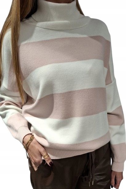 Cocomore Svetr Golf Pásy Bílá Růžová Novinka