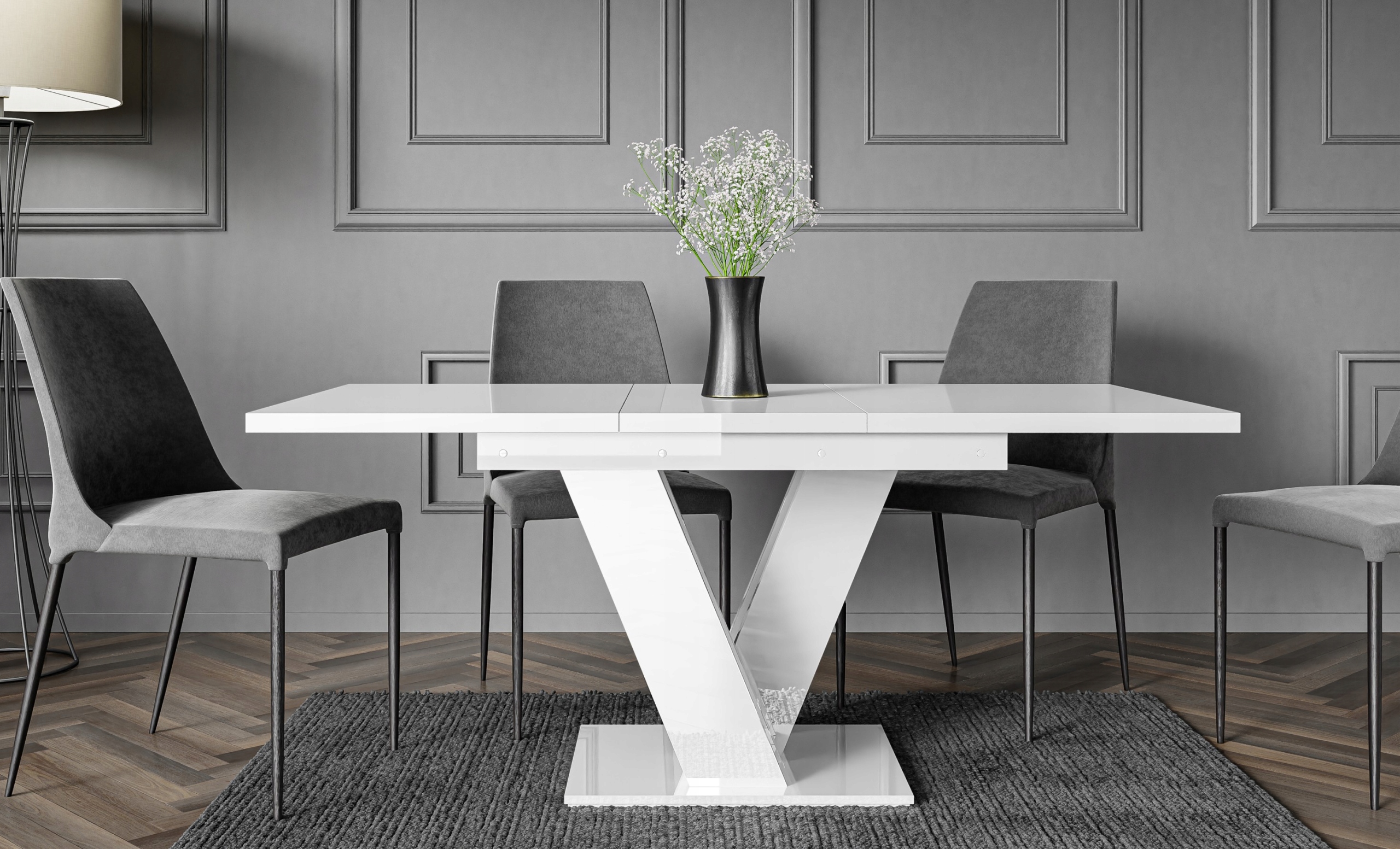 Nowoczesny stół rozkładany do salonu kuchni jadalni 120x80 biały połysk Marka Meble4home